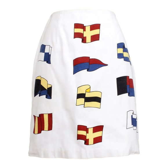VTG Talbots Skirt White Nautical Flags Yacht Preppy — Size 10 - Picture 1 of 5